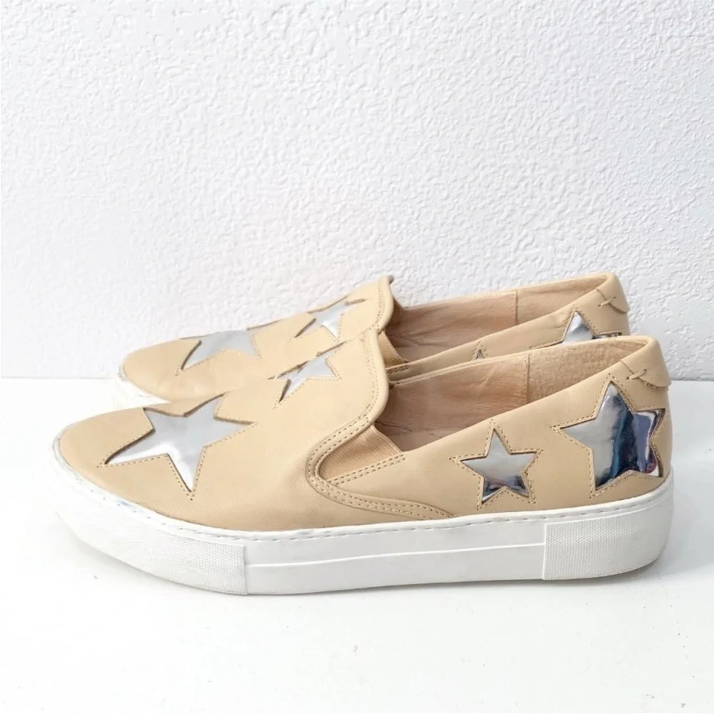 J/Slides NYC‎ Star Platform Leather Slip-On Sneakers Size 10